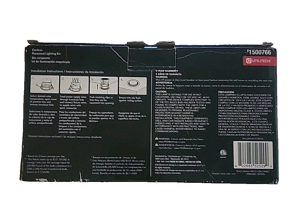 Utilitech Canless (4in) Round 2700k-6500k 580 Lumen Switchable Dimmable 6PK