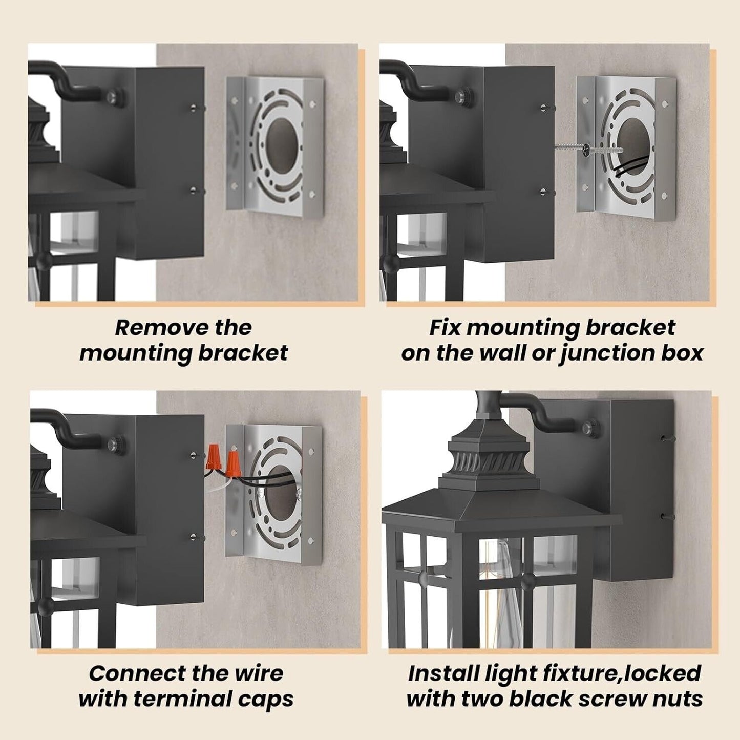 SIEPUNK Porch Lights Outdoor, Dusk to Dawn Exterior Lighting Fixtures 2 in 1