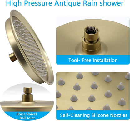 Single round Rain Shower Head, 9 Inches High-Pressure Rainfall Showerhead with