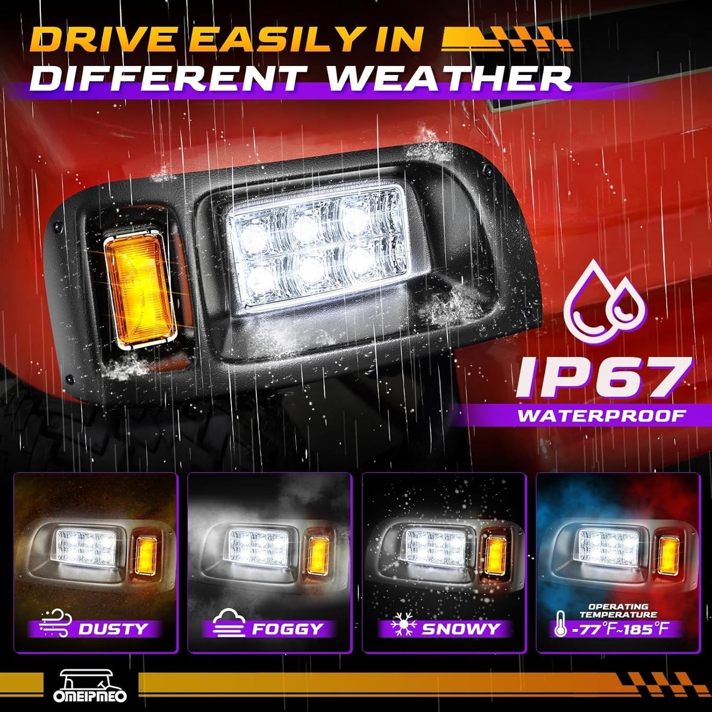 Club Car DS LED Headlight Kit, High Brightness Golf Cart Modified Headlights