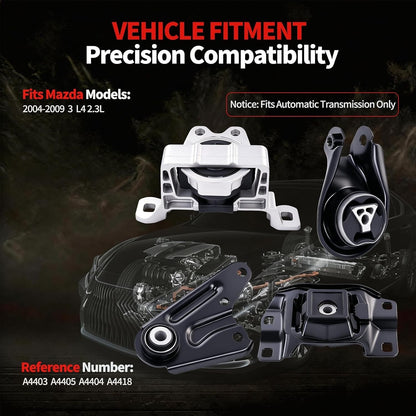 Engine Motor and Transmission Mount Set 4PCS Compatible with 2004-2009 Mazda 3 2