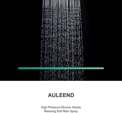 AULEEND high pressure shower head with Anti Clog Rubber Jets-Adjustable 7.87in