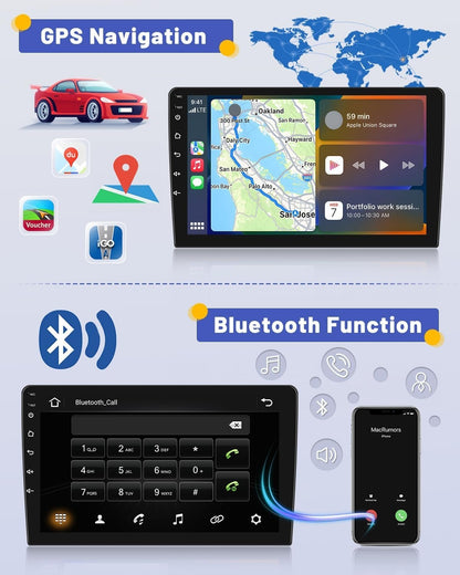 Hikity 2+64GB Double Din Android Car Stereo Wireless Apple Carplay Android Auto,