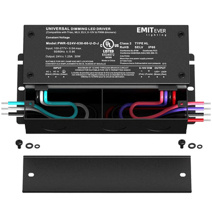 EMITEVER Dimmable Led Driver, 2 Packs 30W AC 110V-277V to DC 24V Transformer,