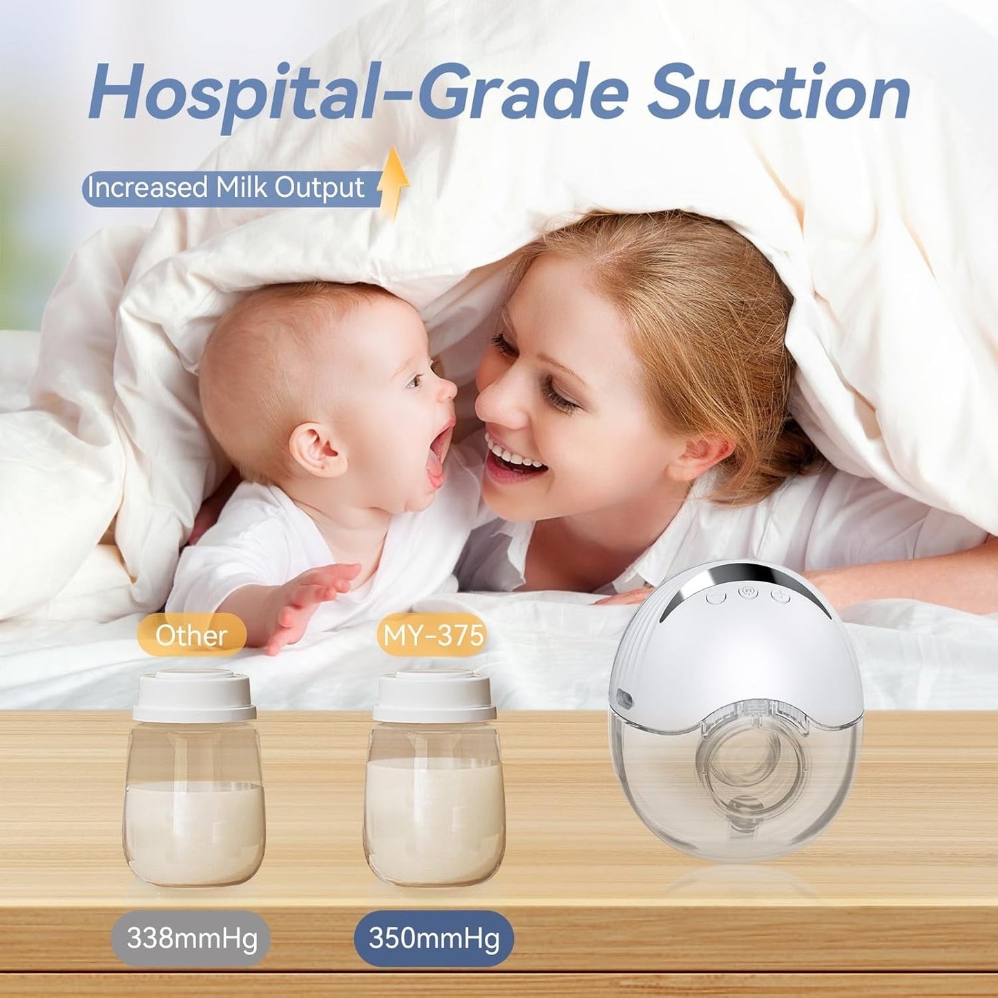 Hands Free Breast Pump Wearable MY-375 - Strong Suction, Low Noise, Wearable Bre