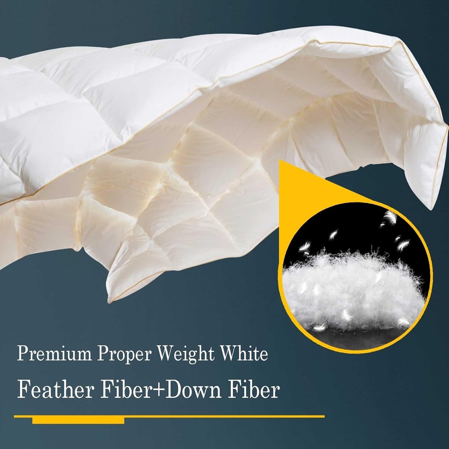 WhatsBedding Puffy White Feather Comforter Oversize King with Feathers Down