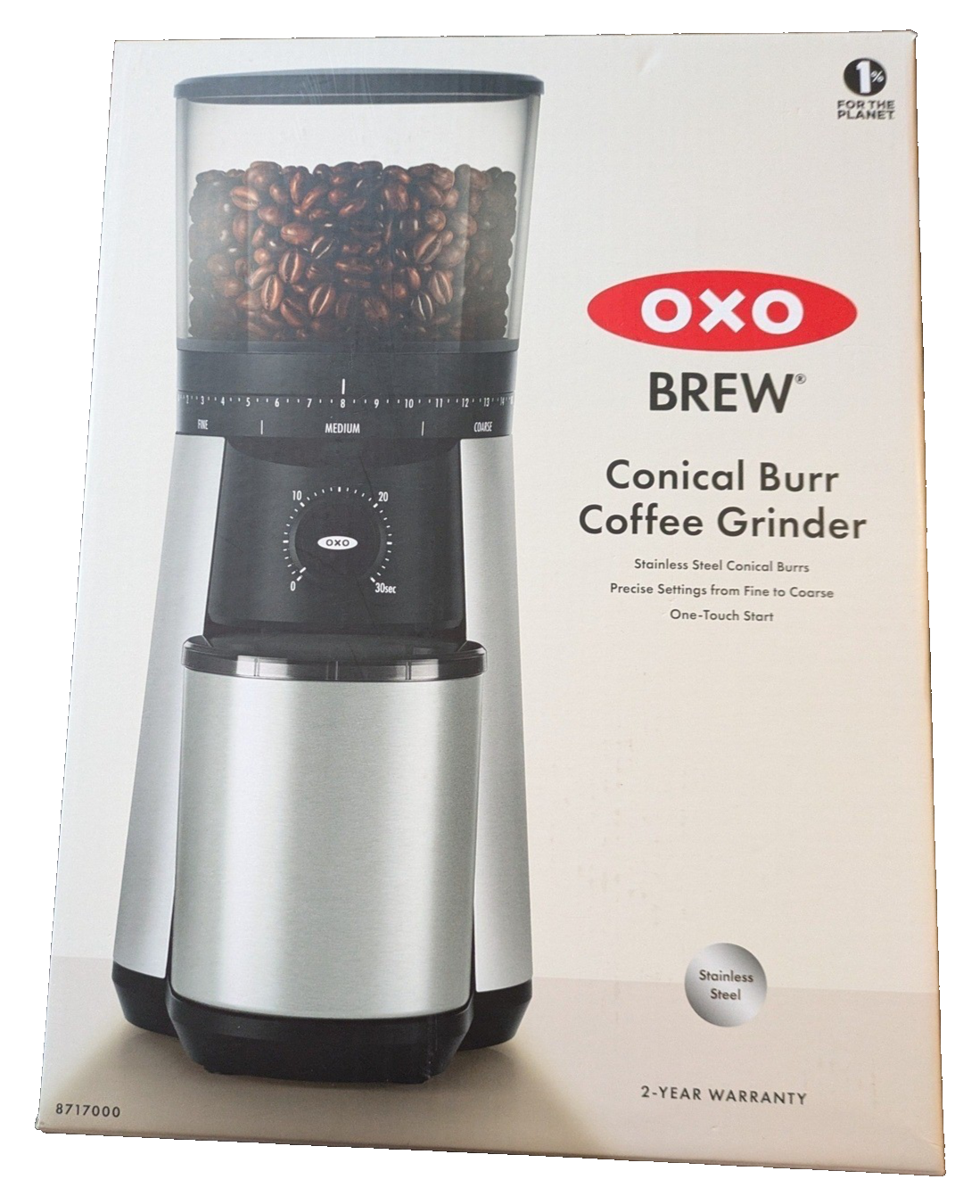 OXO Brew Conical Burr Coffee Grinder Stainless Steel 8717000 New in Box