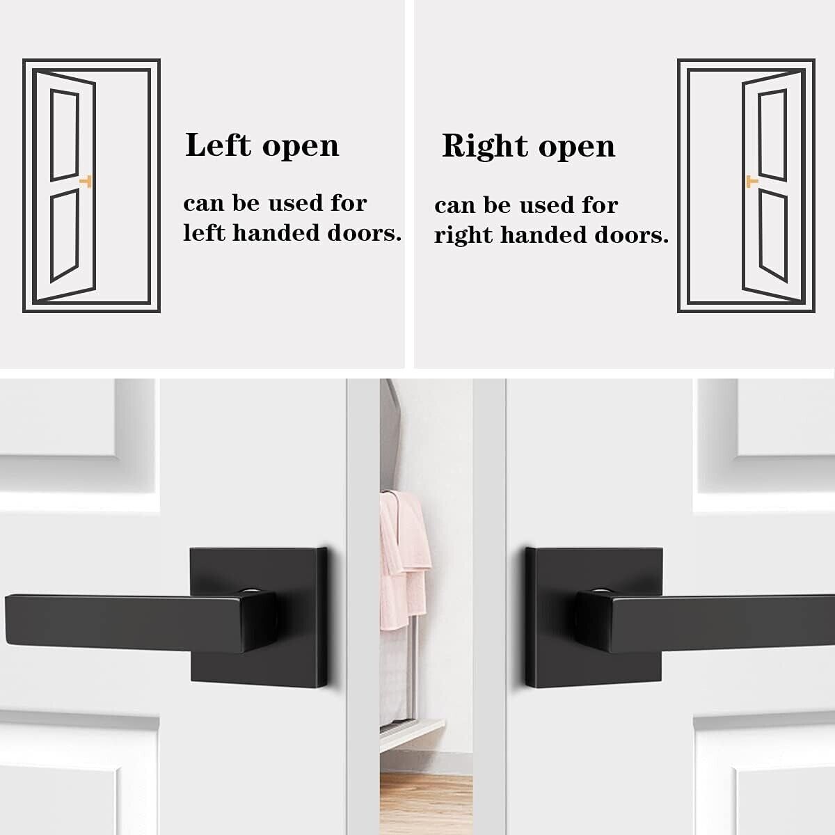 8 Pack Probrico Half Dummy Square Non-Turning Door Levers Matte Black NEW