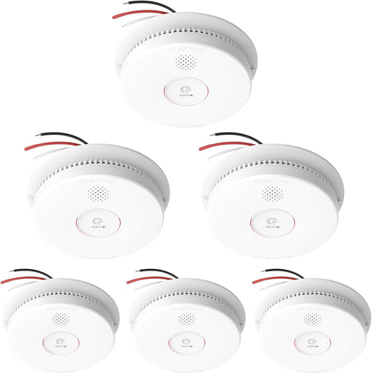 Hardwired Interconnected Smoke Detectors,Photoelectric Smoke Alarm with 9V Batte