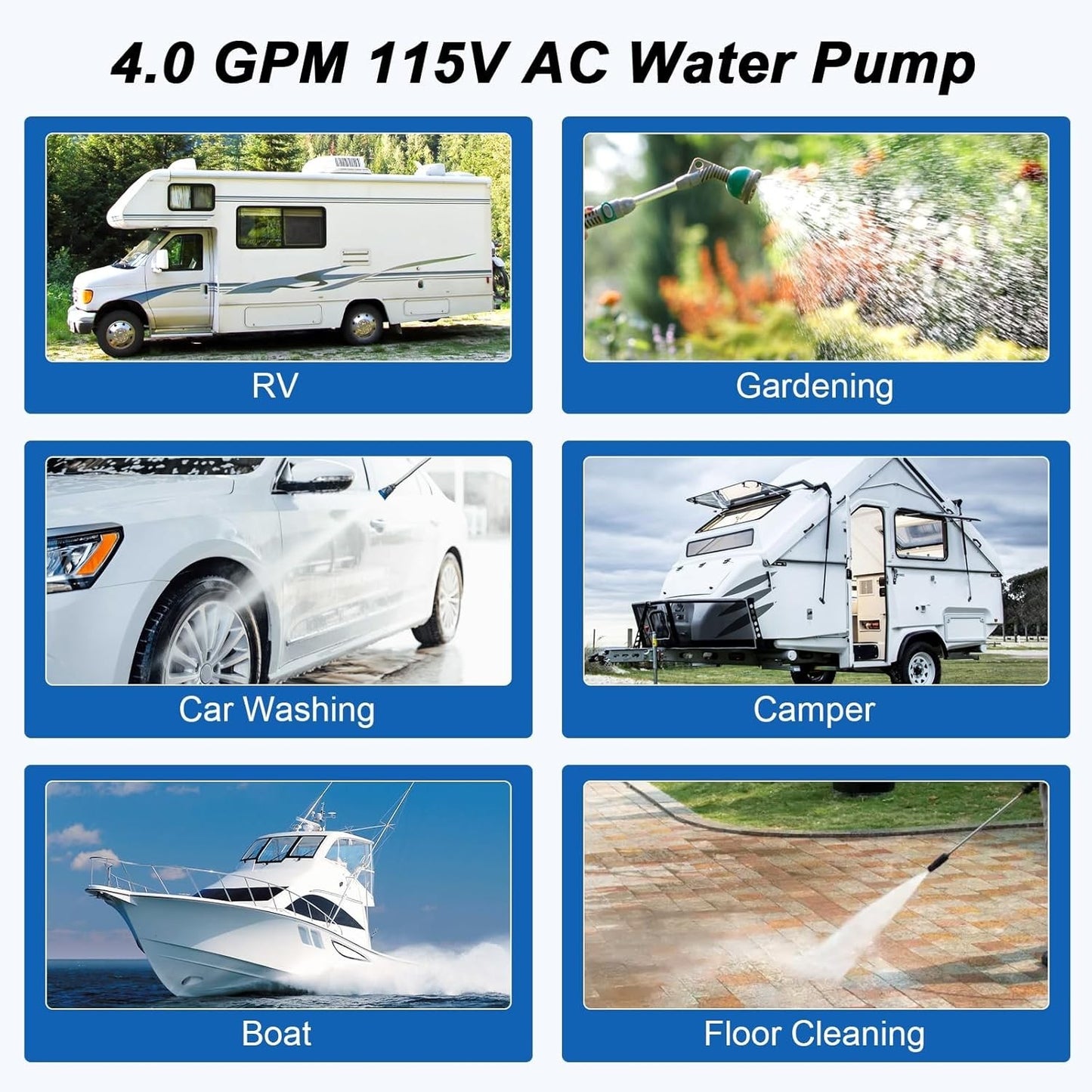 4.0 GPM 12V DC 45 PSI Revolution Water Pump with Pressure Switch Compatible with