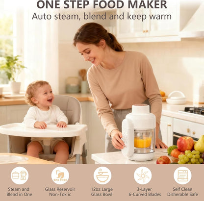 Baby Food Maker Glass 12oz Steamer and Blender Glass Reservoir & Bowl 9 in 1 Bab