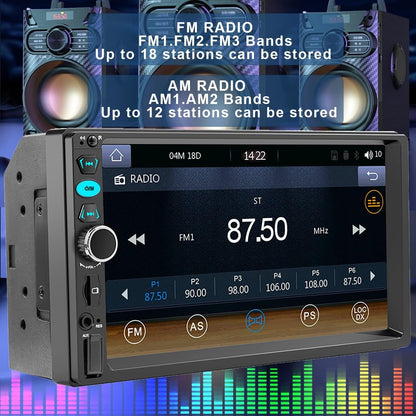 7 Double Din Touch Screen Car Radio with Apple CarPlay,7 Inch Bluetooth Car Ster