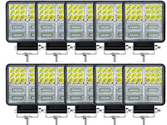 MUVKQC LED Tractor Lights,10PCS 4.5inch Square LED Work Light,177W 175000LM Spot