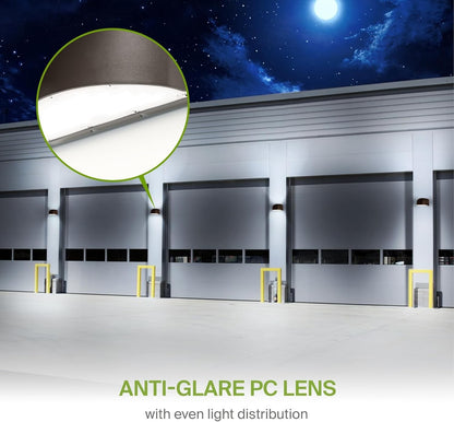 ASD 40/50/60W LED Wall Pack Light Round with Dusk to Dawn Photocell, Up & Down
