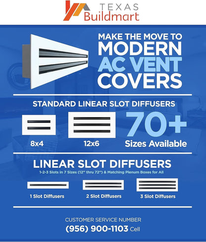 10x10 Modern AC Vent Cover - Decorative White Aluminum Air Vent - Standard Linea