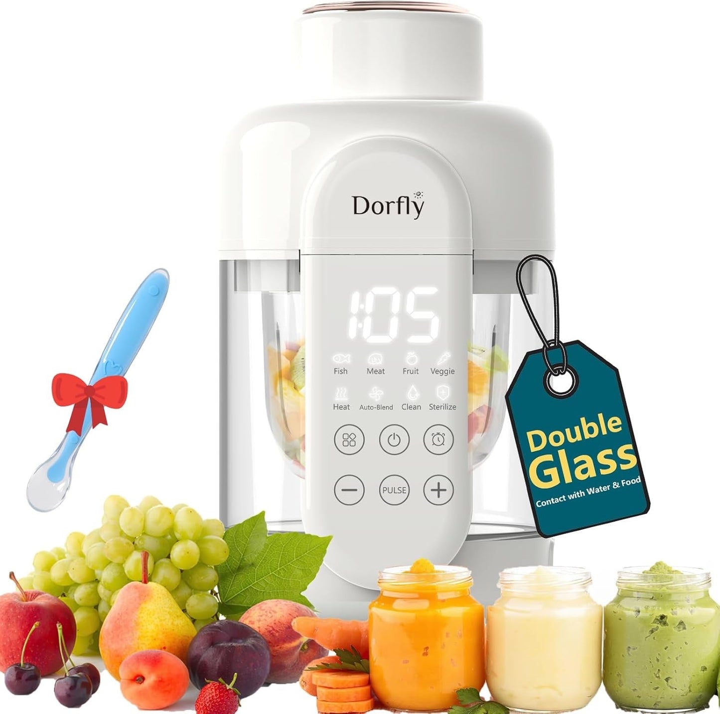 Baby Food Maker Glass 12oz Steamer and Blender Glass Reservoir & Bowl 9 in 1 Bab