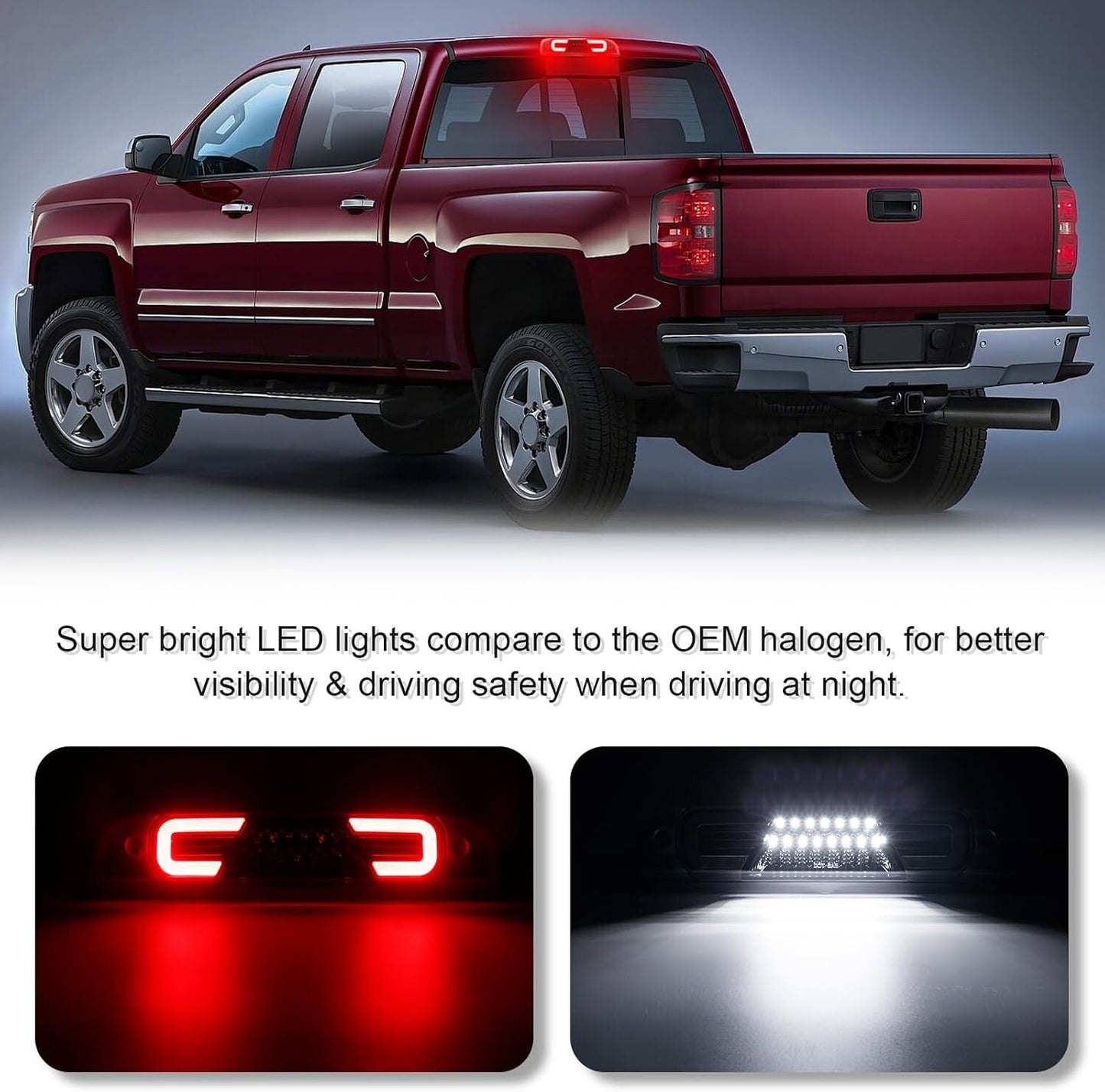 SHINEFIT LED High Mount 3rd Brake Light Replacement for 2014 2015 2016 2017 2018