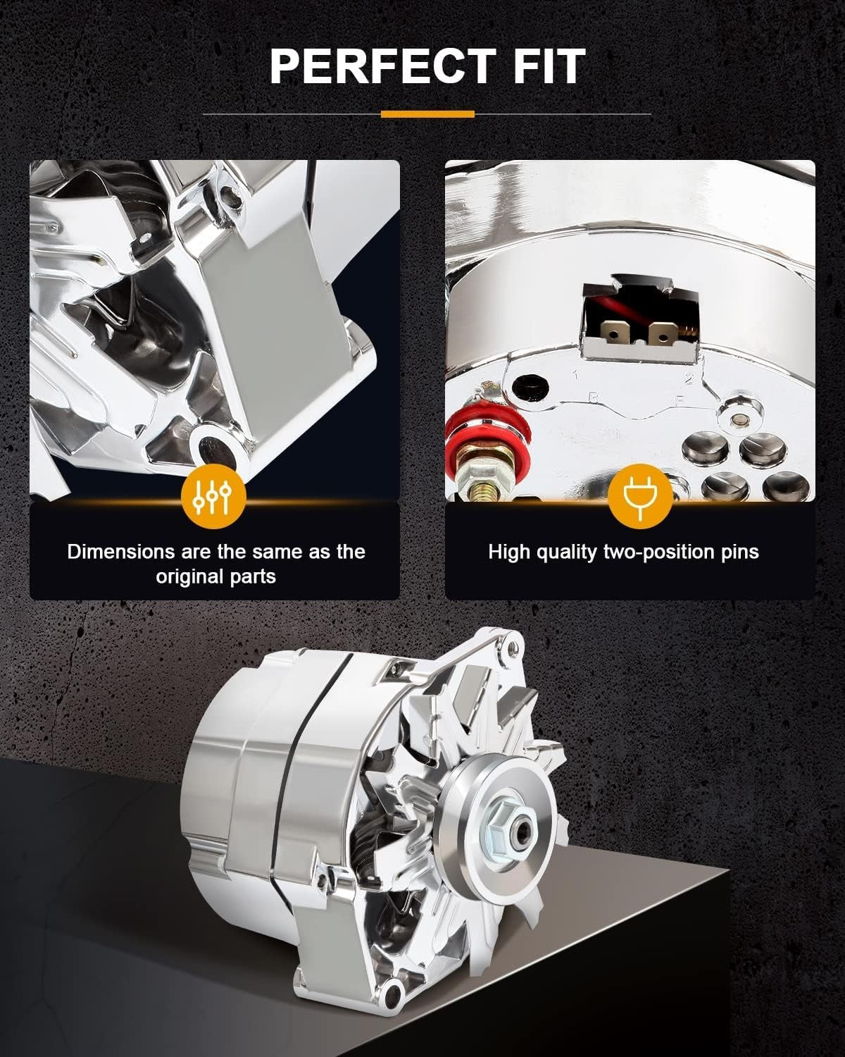 ROADFAR New Alternator High Output 100 AMP Chrome 1 Wire Replacement
