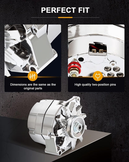 ROADFAR New Alternator High Output 100 AMP Chrome 1 Wire Replacement