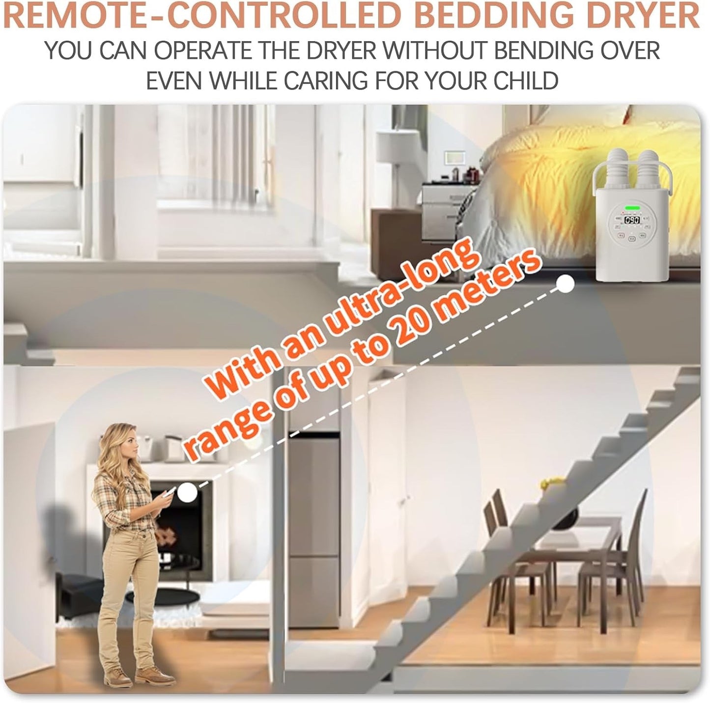 Futon Dryer, Portable Blanket Warmer, Remote Control, PTC Heater with 9 Time ...