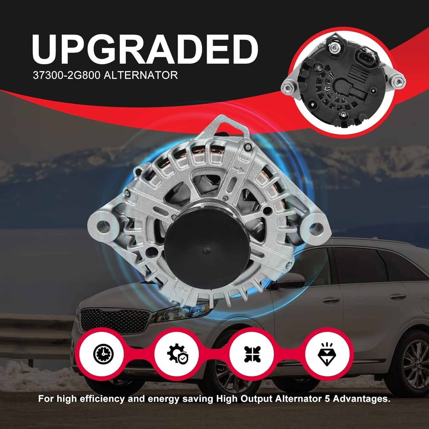 37300-2G800 New Alternator 12V 150A Fit for Kia Optima 2.4L 2013-2016, Hyundai
