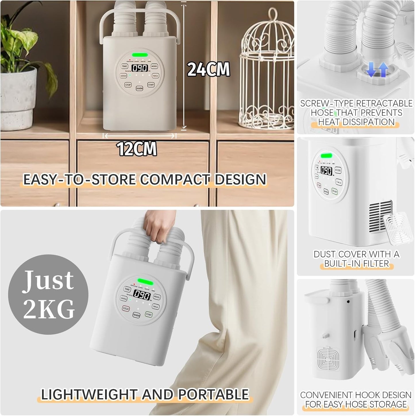Futon Dryer, Portable Blanket Warmer, Remote Control, PTC Heater with 9 Time ...
