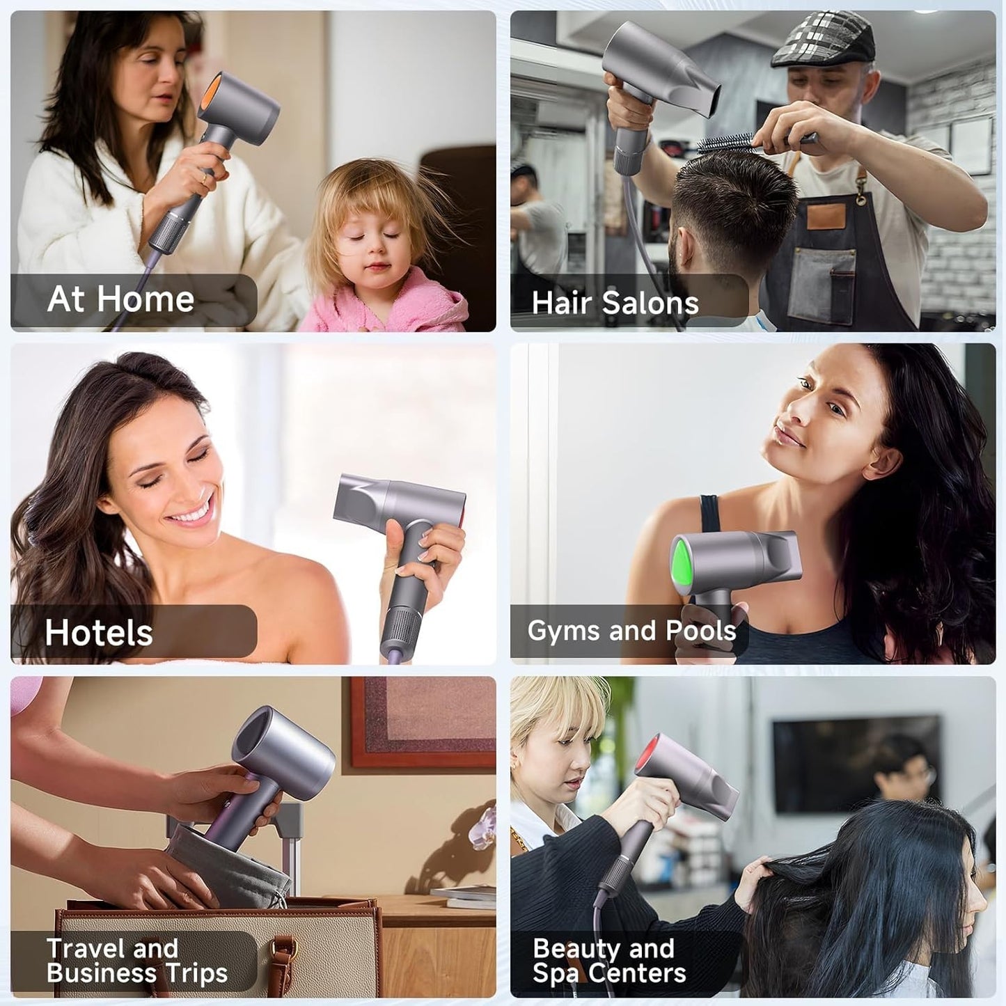 Hair Dryer, 160000 RPM Portable Professional Ionic Hair Dryer with 500 Million