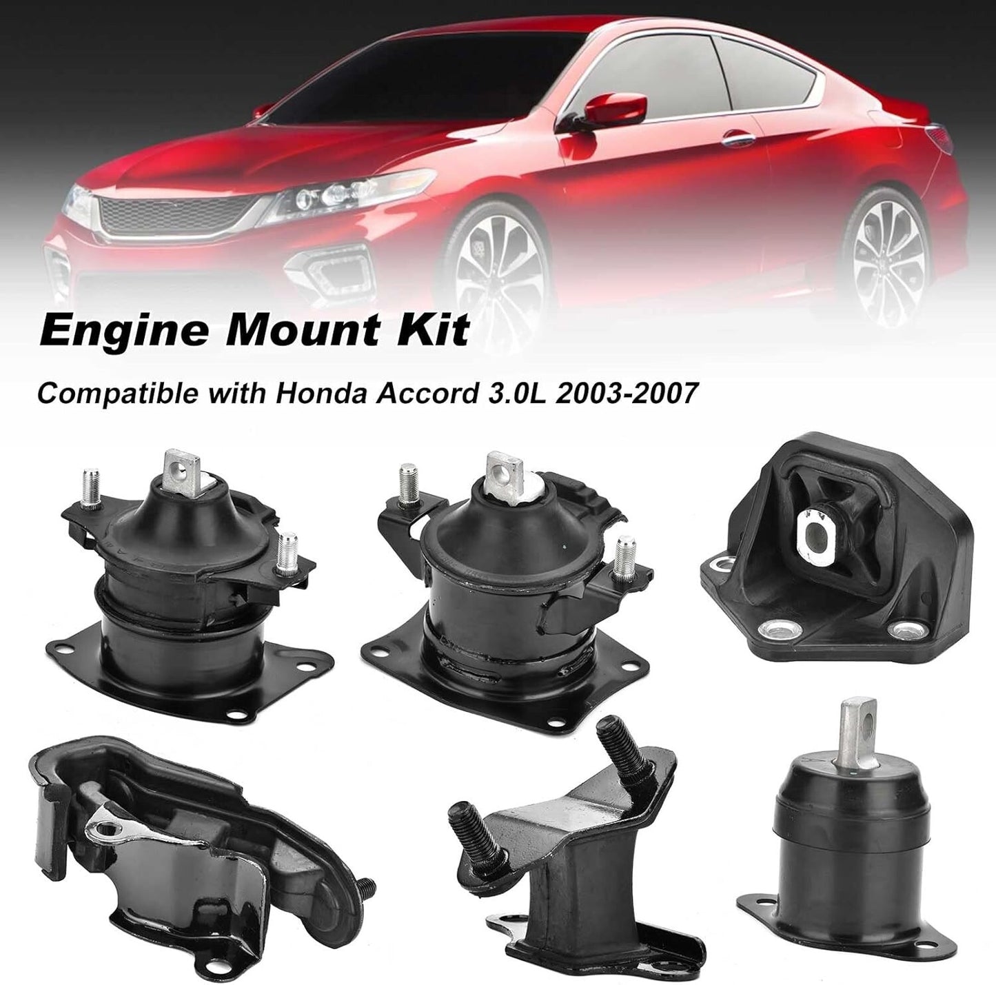 6PCS Engine Motor Mount Set Compatible with Honda Accord 3.0L 2003-2007 Auto