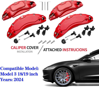 Brake Caliper Covers Set of 4 Compatible with for Tesla Model 3 Highland 2024