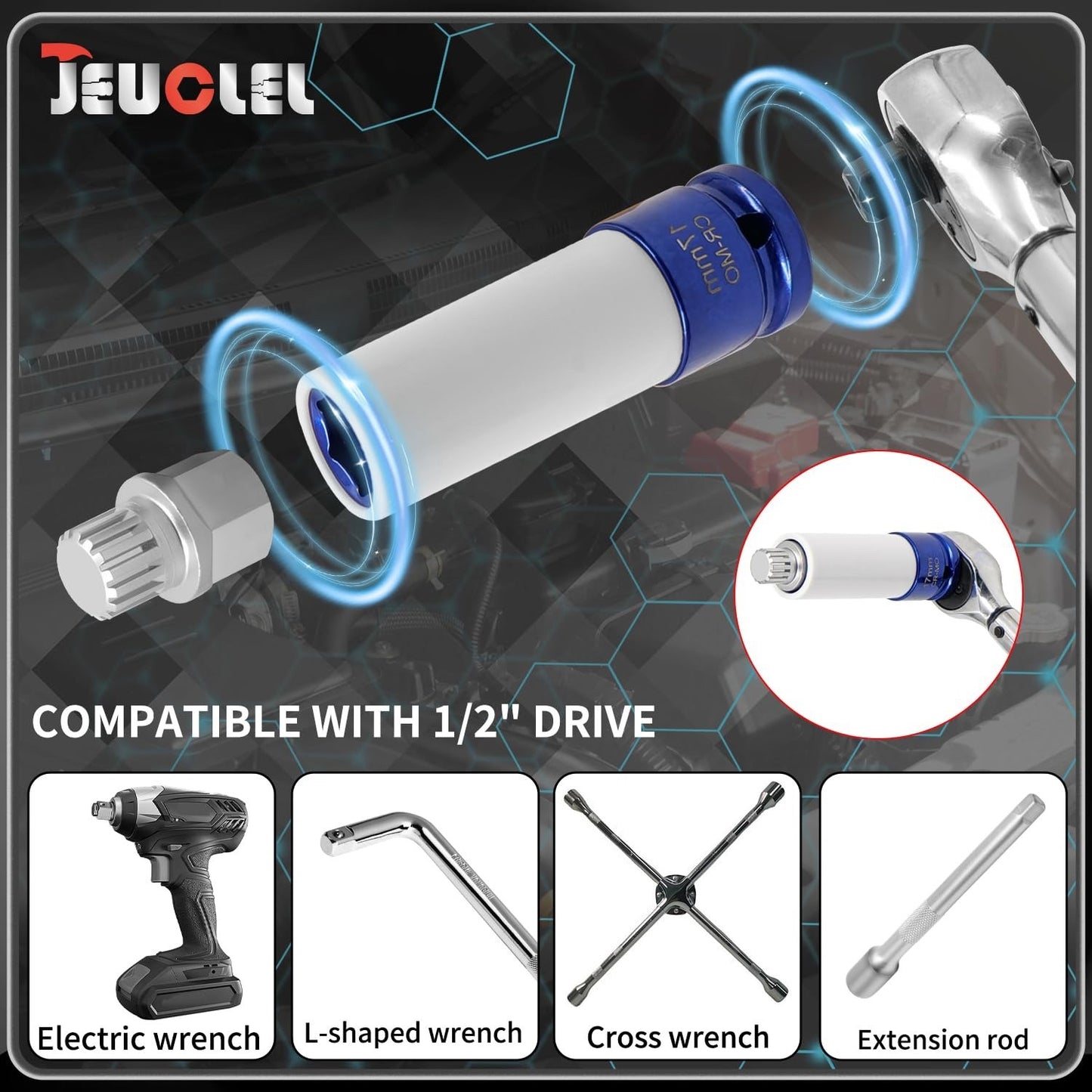 21PCS Wheel Locking Nut Key Kit Compatible with BMW, Wheel Lock Nut Socket Adapt