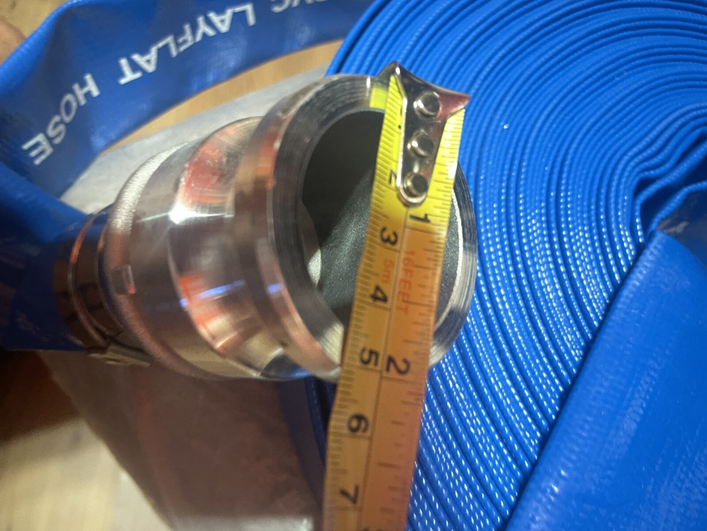 1.5" ID × 100 ft Pool Backwash Hose, Heavy Duty Reinforced Blue PVC Lay Flat ...