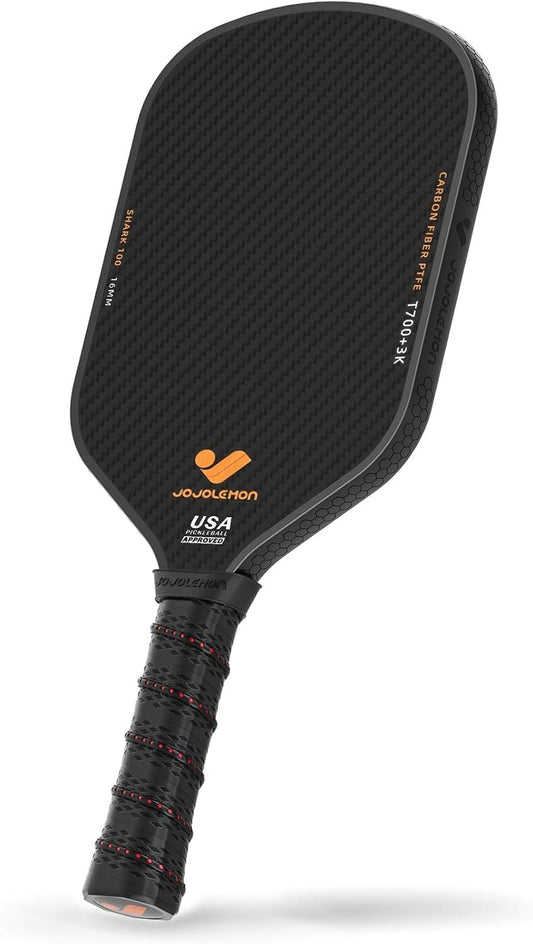 Pickleball Paddles, Carbon Fiber Pickleball Paddle with a 16mm Shark Power Polym