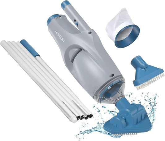 KOKIDO (2025) Rechargeable Handheld Pool Vacuum, Aluminum Pole and 2 Brush Heads