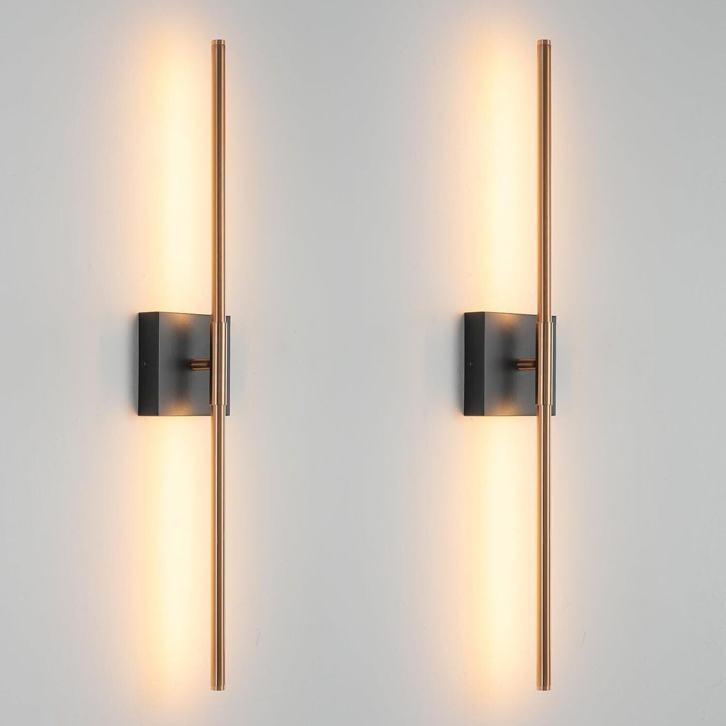 Modern Light Fixture Set of Two 27.8x4.3x3.4in Black and  Gold