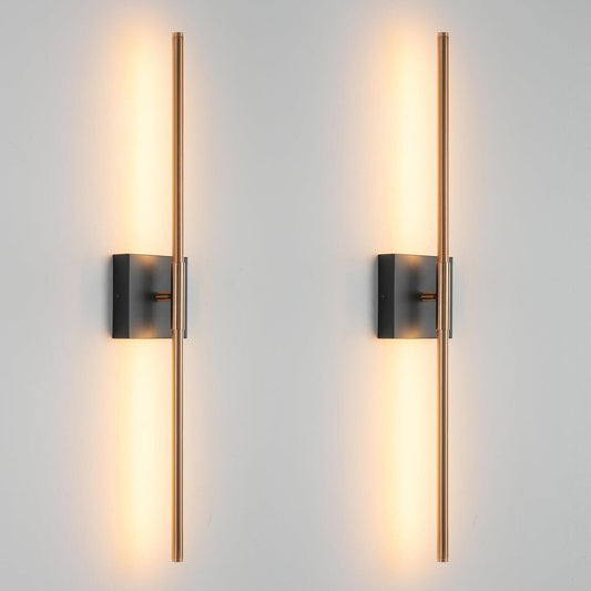 Modern Light Fixture Set of Two 27.8x4.3x3.4in Black and  Gold