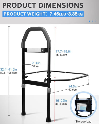 Bed Rail for Elderly, Safety Bed Rails with Motion Light & Storage Pocket, Bed R