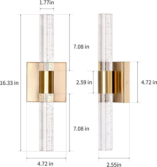 Modern 3000K LED Wall Sconce,Bathroom Vanity Light with Bubble Crystal,12W