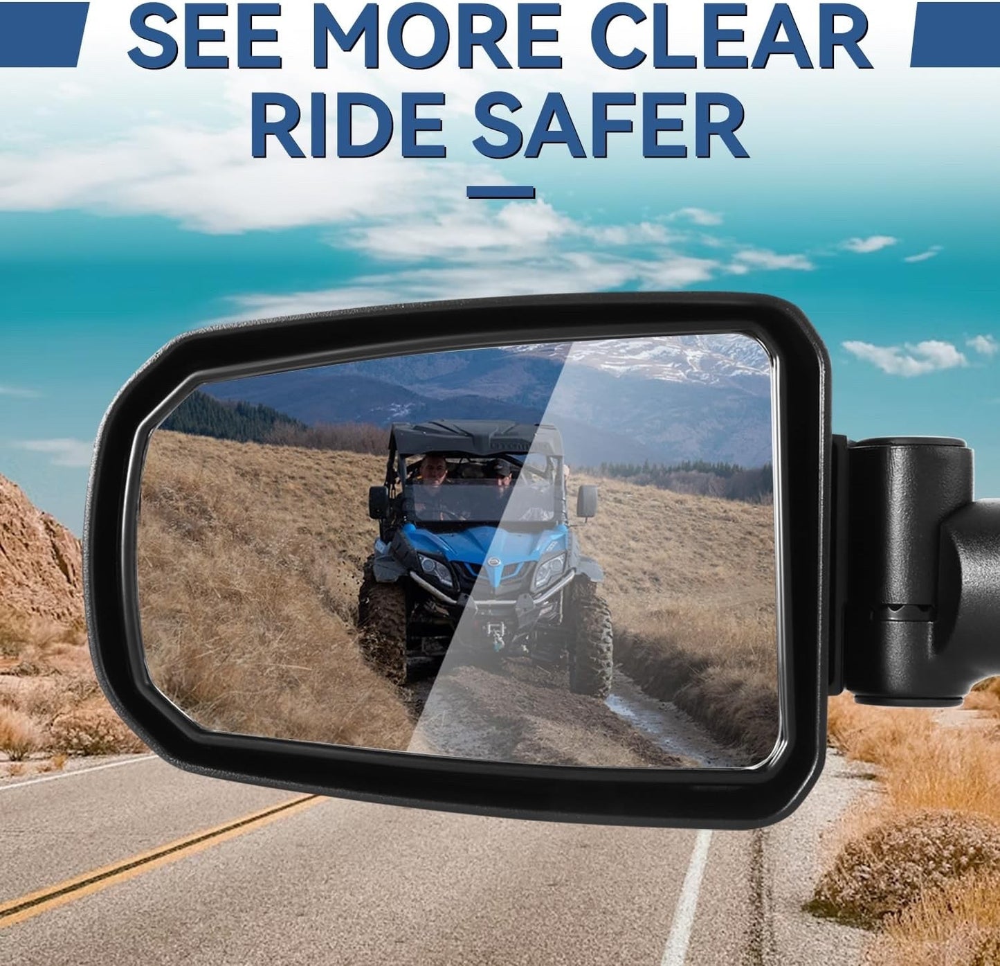 Auto Dynasty UTV Side Mirrors Convex Rear View Anti-Glare 360 Degrees Rotated