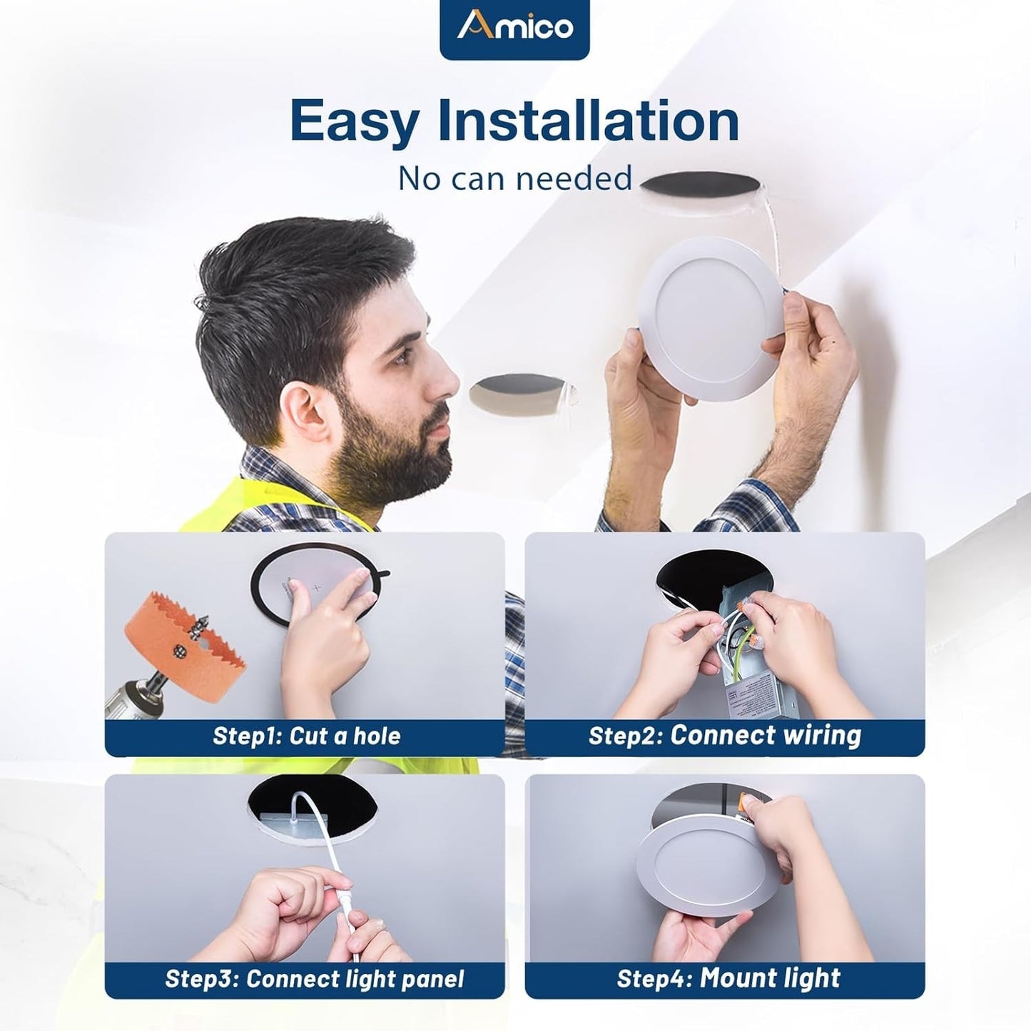 Amico 20 Pack 6 Inch 5CCT Ultra-Thin LED Recessed Ceiling Light with Junction...