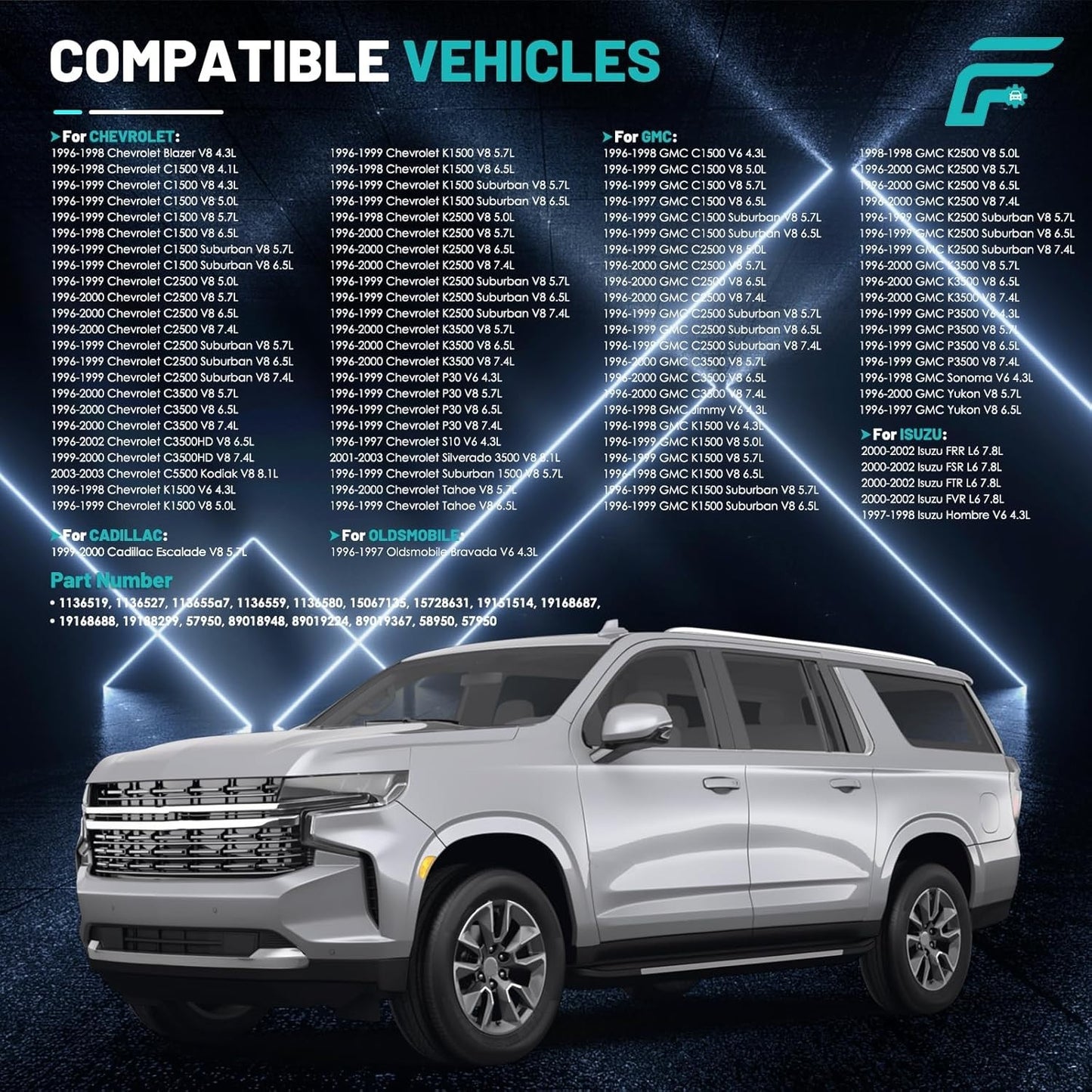 A/C Compressor Fit for Chevrolet K1500 K2500 K3500 P30, for GMC C1500 C2500 C350