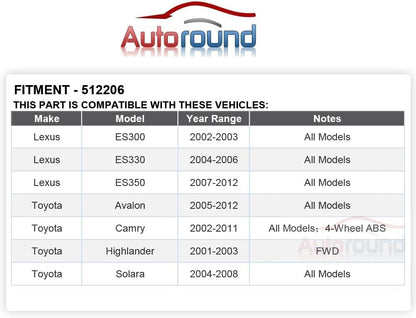 Autoround 512206 Rear Wheel Hub and Bearing Assembly Compatible with 02-03 Lexus