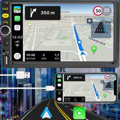 7 Double Din Touch Screen Car Radio with Apple CarPlay,7 Inch Bluetooth Car Ster