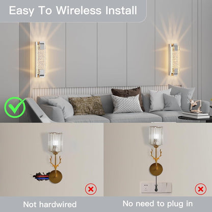 Battery Operated Wall Sconce Rechargeable Battery Powered 12000Mah Wall Light In
