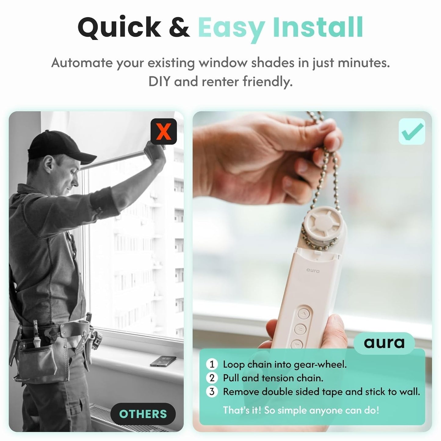 Aura Roller Smart Shade Driver | Automate Existing Blinds | Works with Beaded...