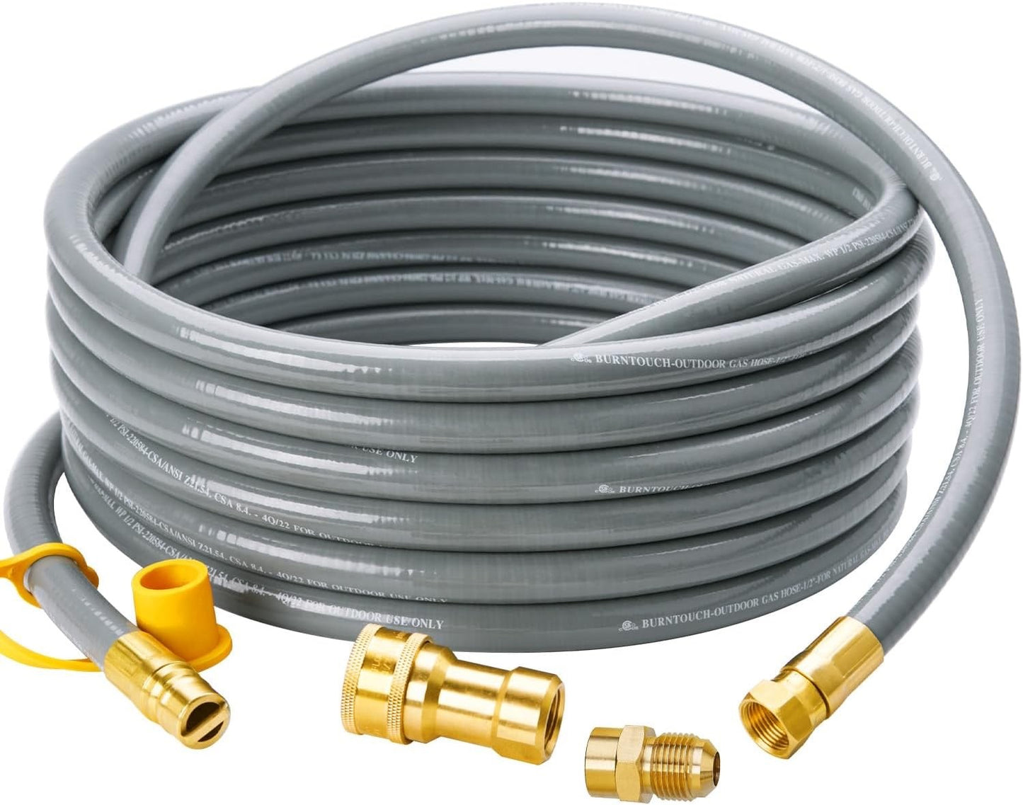 25 Feet 1/2 inch ID Natural Gas Grill Hose with Quick Connect Fittings, Natural