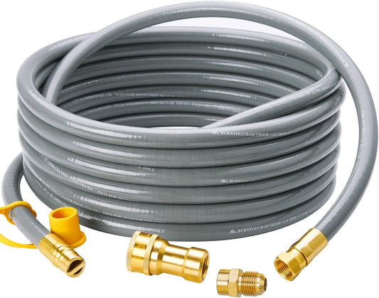 25 Feet 1/2 inch ID Natural Gas Grill Hose with Quick Connect Fittings, Natural