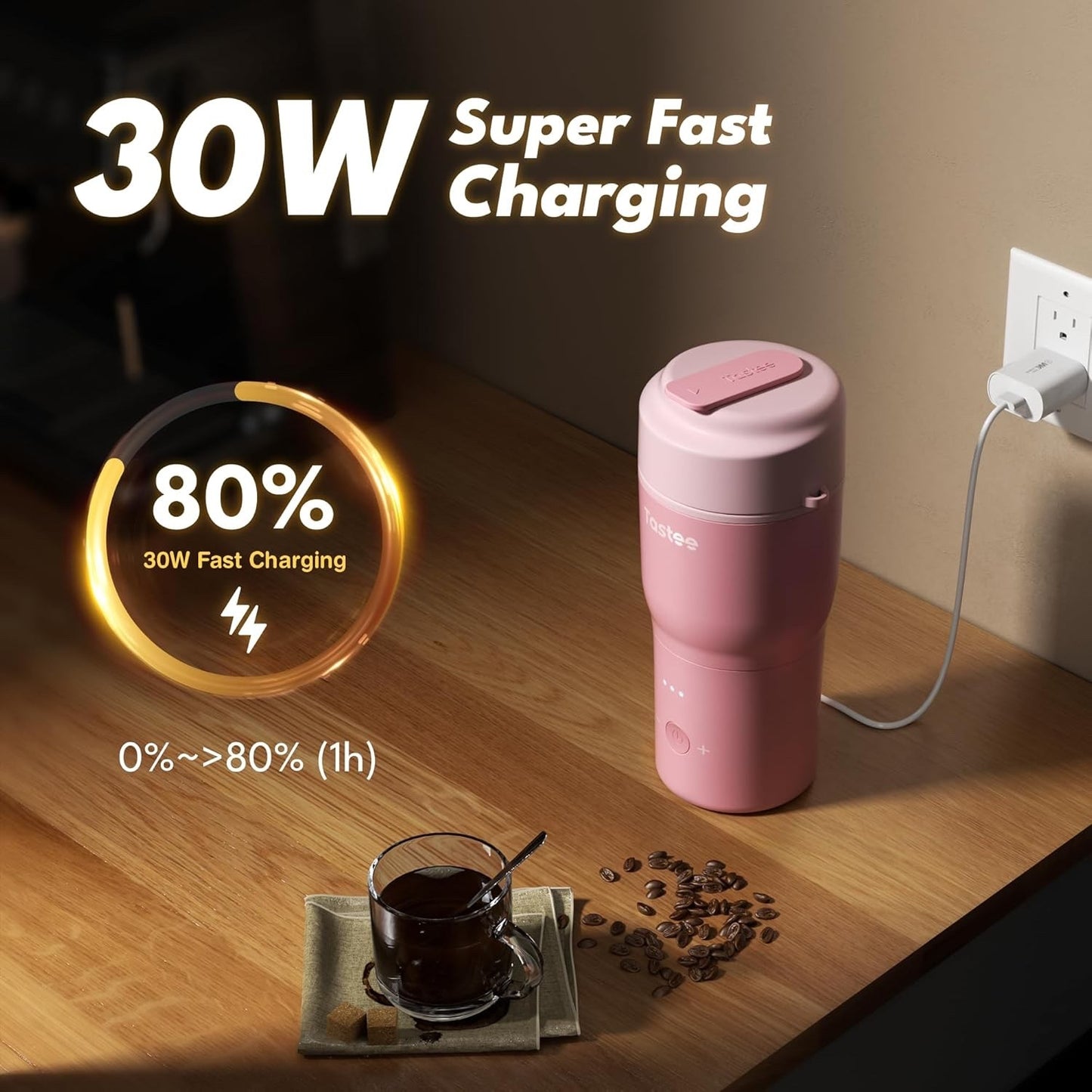 Tastee Heated Coffee Mug – 12oz Portable Travel Mug with 1℉ Precise Temperature
