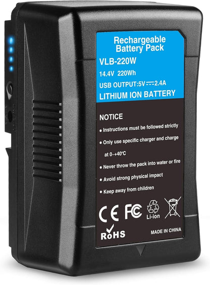 KUNLUN 220Wh 15000mAh V Mount Battery/Dtap Battery with D-TAP DC USB Ports