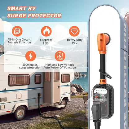 EyGde RV Surge Protector 50 Amp, RV Circuit Analyzer with Waterproof Cover, RV A
