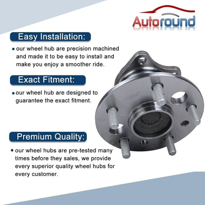 Autoround 512206 Rear Wheel Hub and Bearing Assembly Compatible with 02-03 Lexus